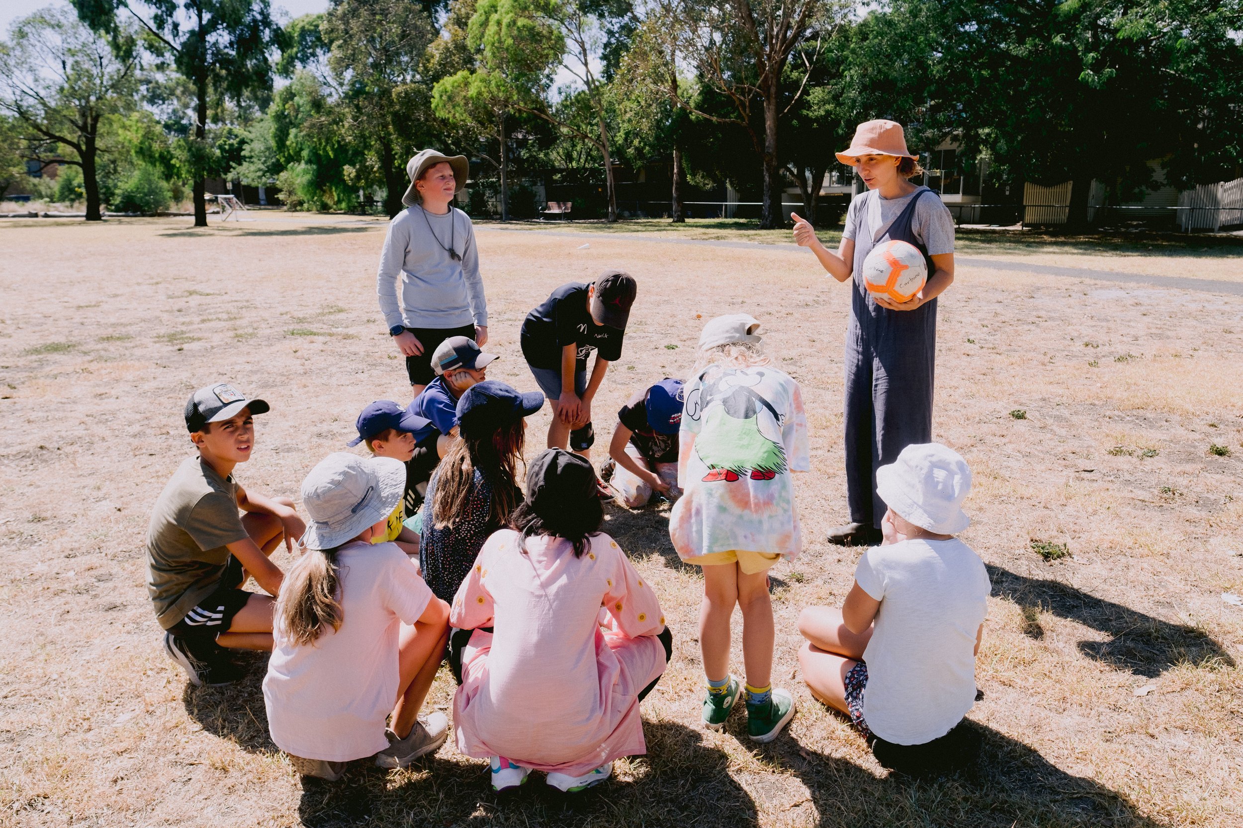 Teacher and Pupils Outdoors