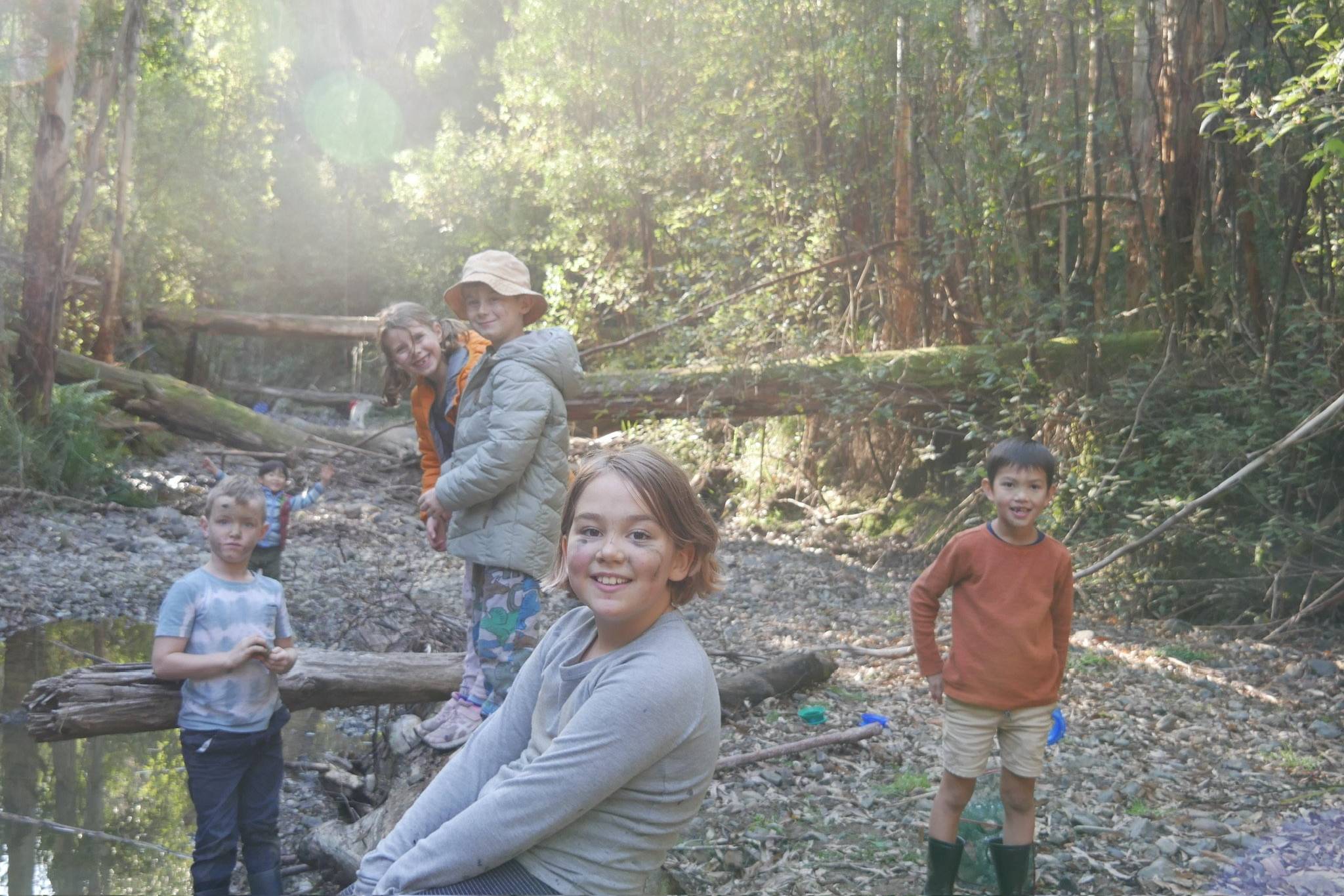 Playing in a creek bed